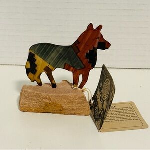 Lazart Collector Series Sandstone Base and Metal Wolf Rustic Art Decor 3.5x3”